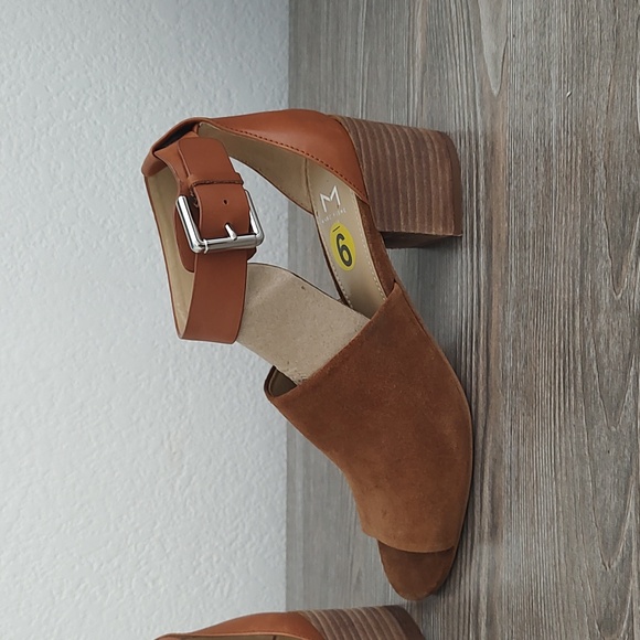 New Marc Fisher ROBE 2 Brown Genuine Suede Leather Open Toe Shoes Ankle Strap 9 - Picture 7 of 13